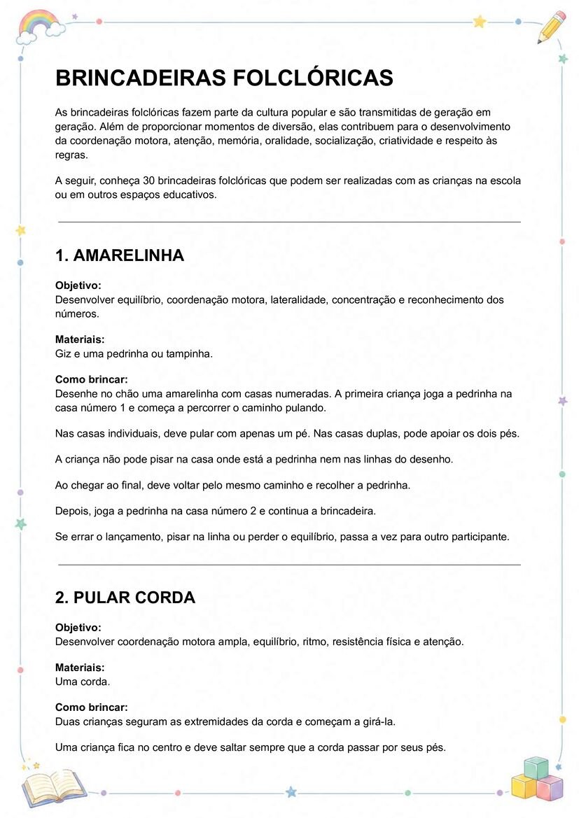 Brincadeiras folclórias para imprimir para crianças para imprimir página 2